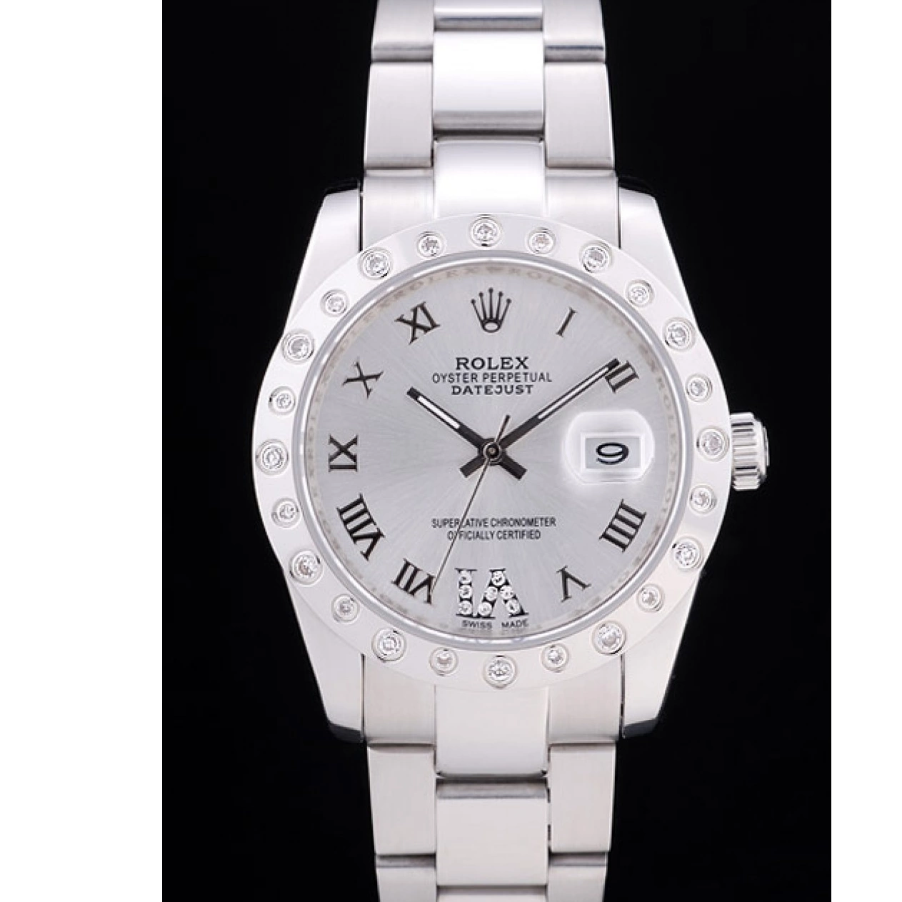Aaa fake watches Diamond 7468 Datejust Dial Bezel Silver Rolex 0719